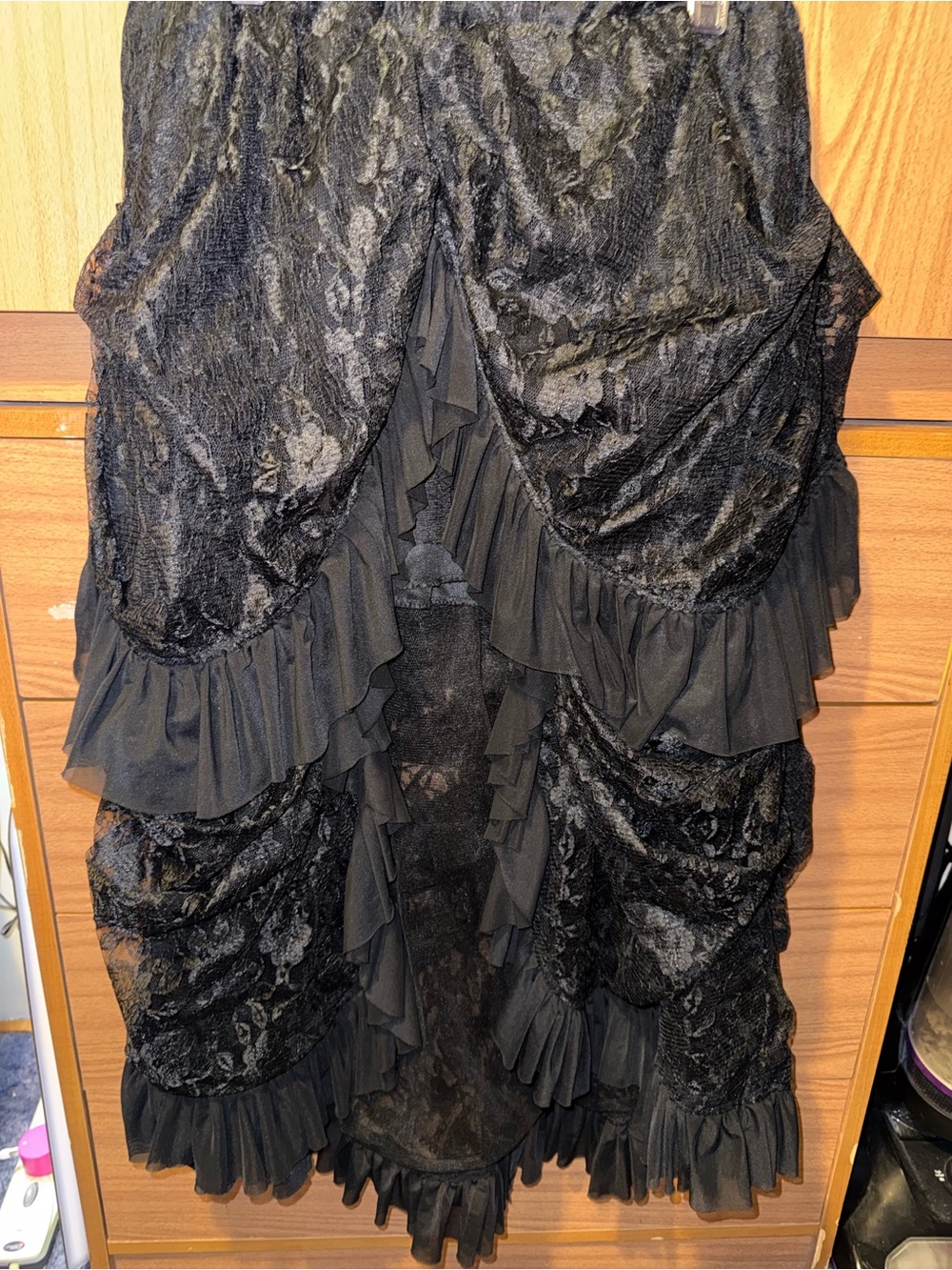 Spirit Halloween Gothic/steam punk tulle tiered Hi/ low skirt